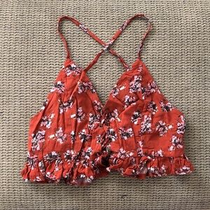 LF orange ruffle crop top
